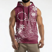 Maroon Kuki Airani Tapakau Sleeveless Hoodie Tribal Anchor Mix Tiare LT7 - Polynesian Pride