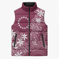 Maroon Kuki Airani Tapakau Sleeveless Puffer Jacket Tribal Anchor Mix Tiare LT7 Unisex Maroon - Polynesian Pride