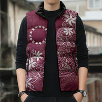 Maroon Kuki Airani Tapakau Sleeveless Puffer Jacket Tribal Anchor Mix Tiare LT7 - Polynesian Pride