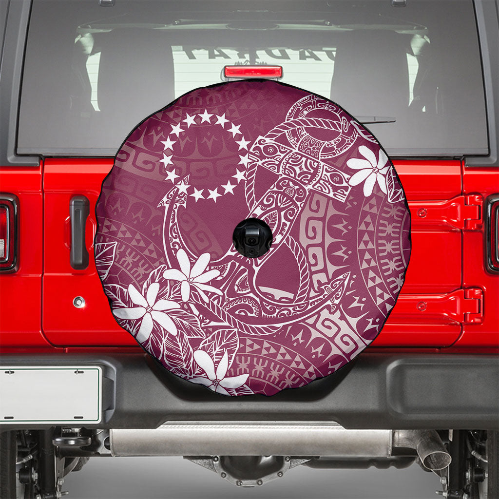 Maroon Kuki Airani Tapakau Spare Tire Cover Tribal Anchor Mix Tiare