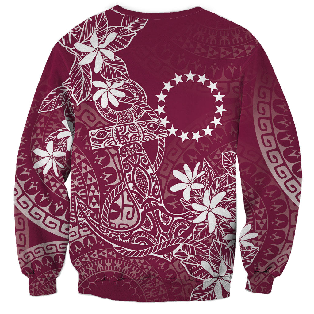 Maroon Kuki Airani Tapakau Sweatshirt Tribal Anchor Mix Tiare