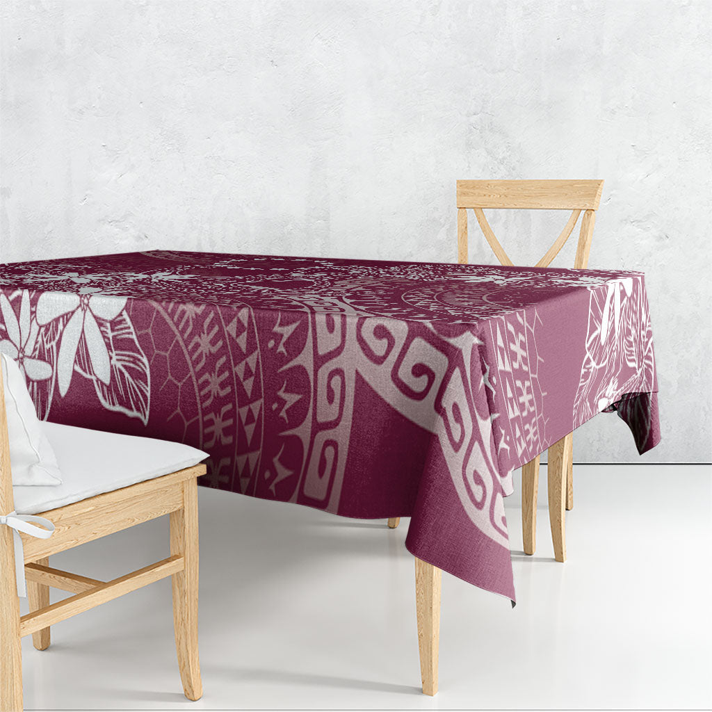 Maroon Kuki Airani Tapakau Tablecloth Tribal Anchor Mix Tiare