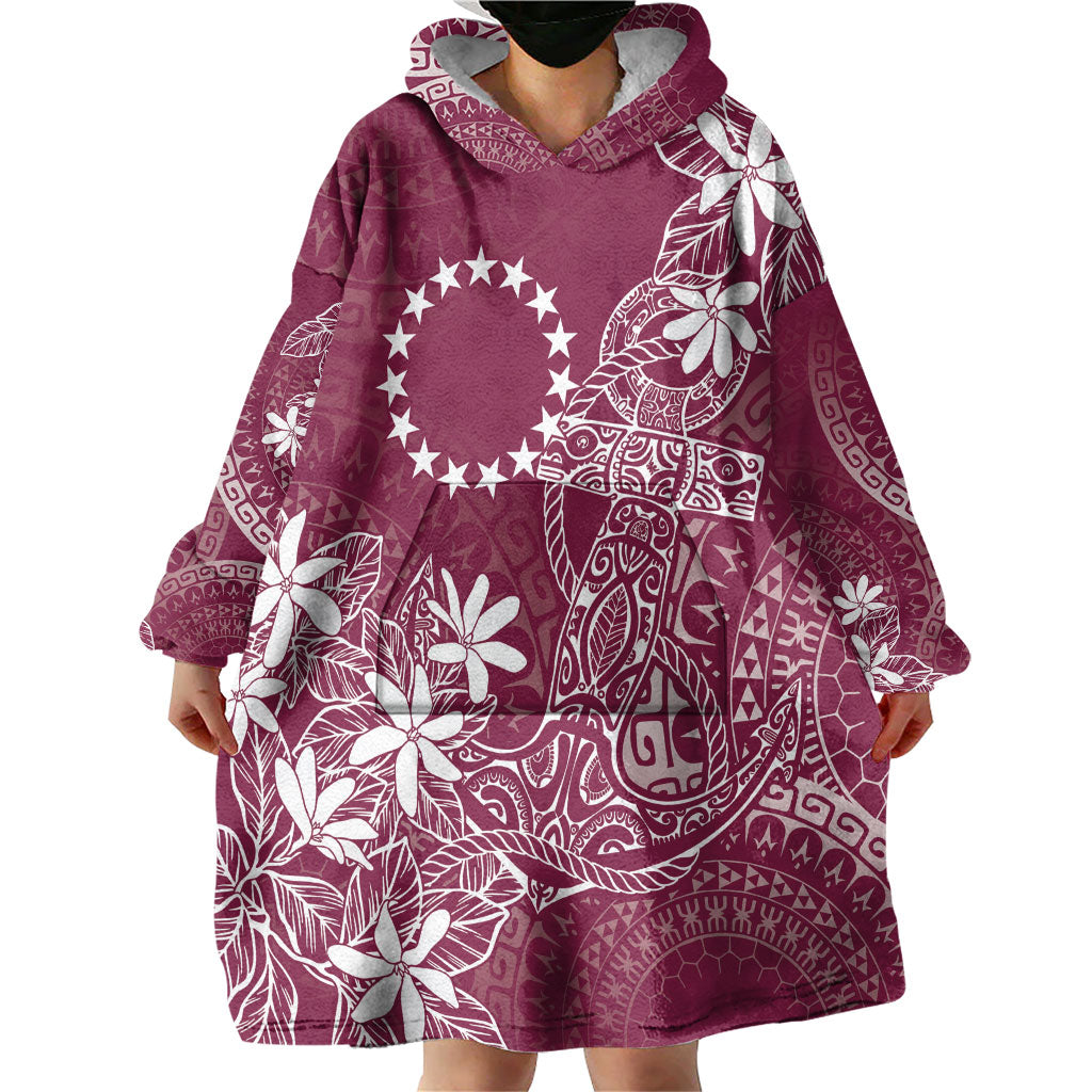 Maroon Kuki Airani Tapakau Wearable Blanket Hoodie Tribal Anchor Mix Tiare LT7 - Polynesian Pride