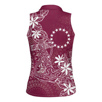 Maroon Kuki Airani Tapakau Women Sleeveless Polo Shirt Tribal Anchor Mix Tiare LT7 - Polynesian Pride