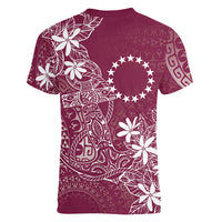 Maroon Kuki Airani Tapakau Women V-Neck T-Shirt Tribal Anchor Mix Tiare LT7 - Polynesian Pride