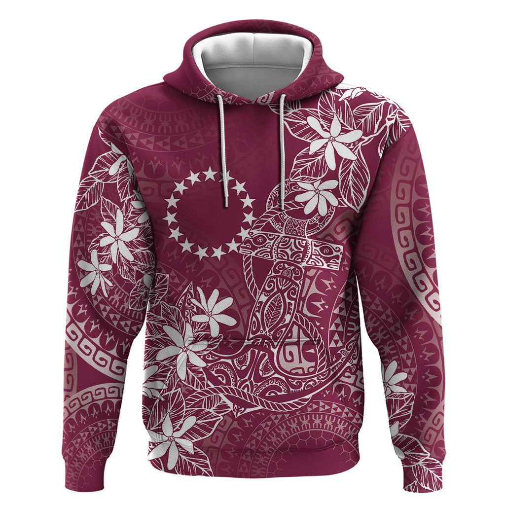 Maroon Kuki Airani Tapakau Zip Hoodie Tribal Anchor Mix Tiare