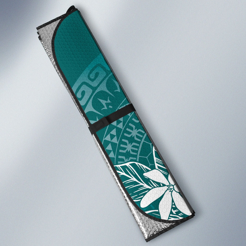 Teal Kuki Airani Tapakau Auto Sun Shade Tribal Anchor Mix Tiare LT7 - Polynesian Pride