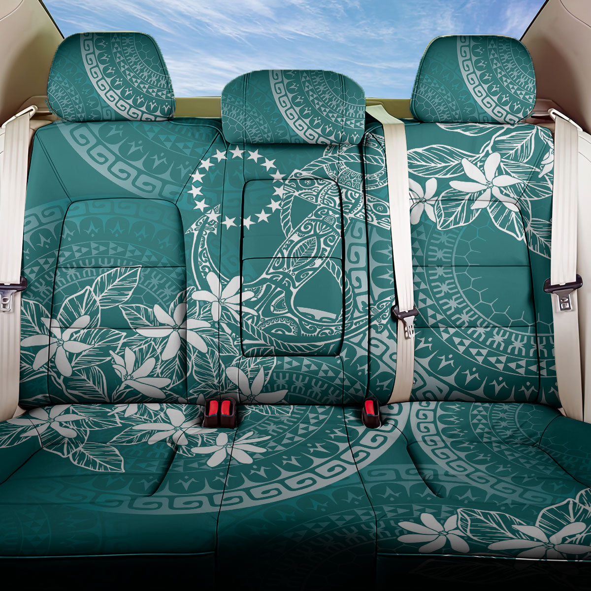 Teal Kuki Airani Tapakau Back Car Seat Cover Tribal Anchor Mix Tiare