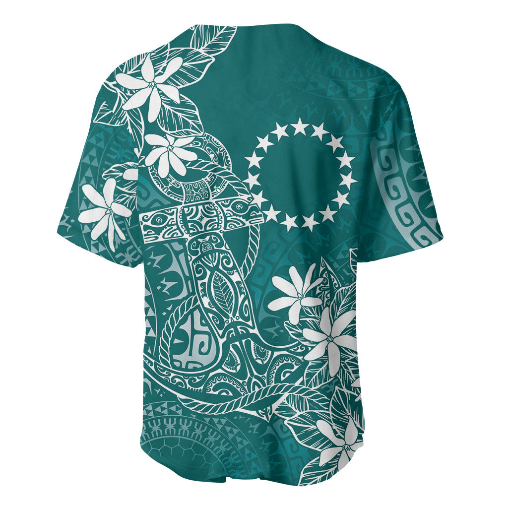 Teal Kuki Airani Tapakau Baseball Jersey Tribal Anchor Mix Tiare LT7 - Polynesian Pride