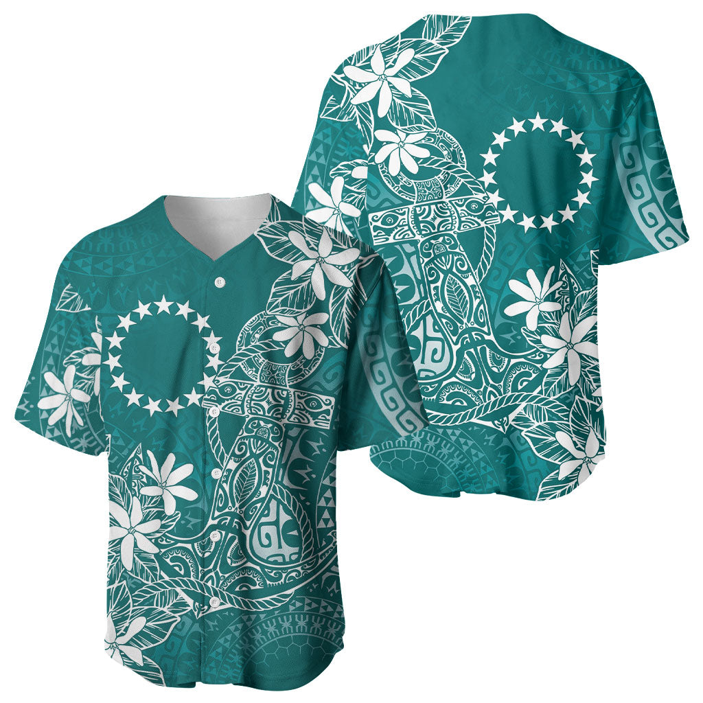 Teal Kuki Airani Tapakau Baseball Jersey Tribal Anchor Mix Tiare LT7 - Polynesian Pride