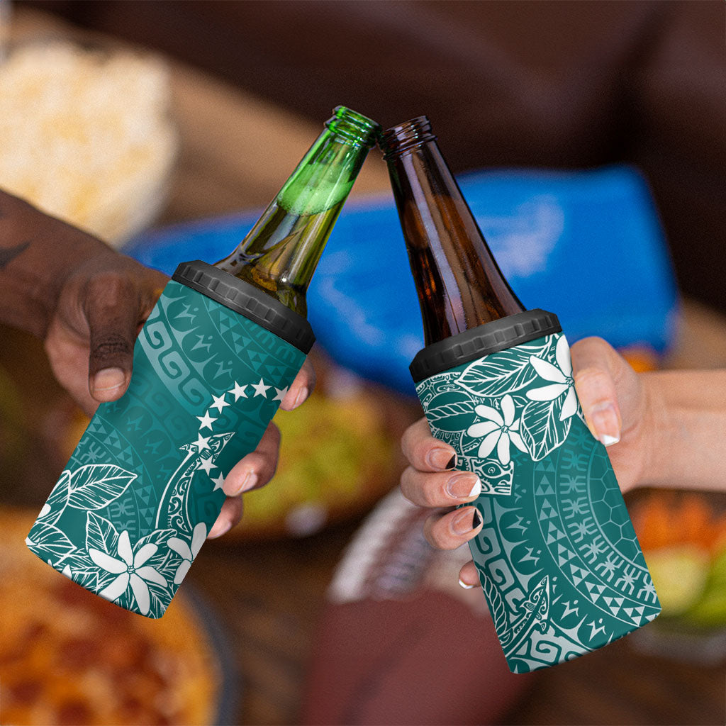 Teal Kuki Airani Tapakau 4 in 1 Can Cooler Tumbler Tribal Anchor Mix Tiare LT7 - Polynesian Pride