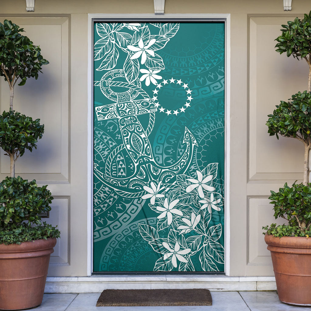 Teal Kuki Airani Tapakau Door Cover Tribal Anchor Mix Tiare