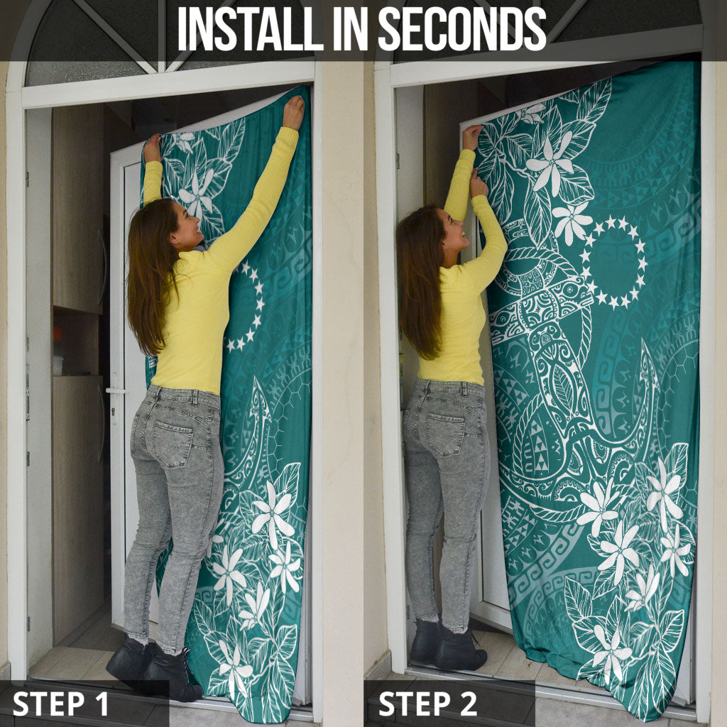 Teal Kuki Airani Tapakau Door Cover Tribal Anchor Mix Tiare