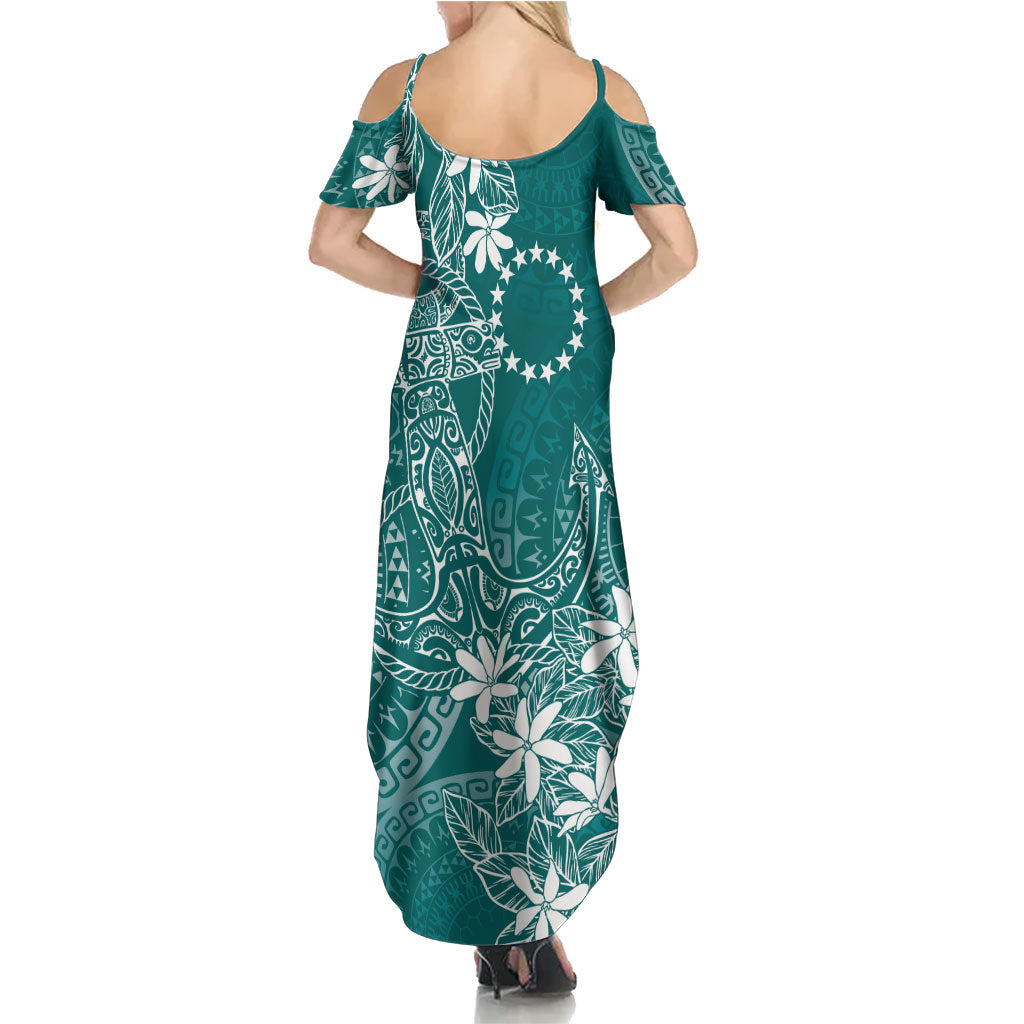 Teal Kuki Airani Tapakau Family Matching Summer Maxi Dress and Hawaiian Shirt Tribal Anchor Mix Tiare LT7 - Polynesian Pride