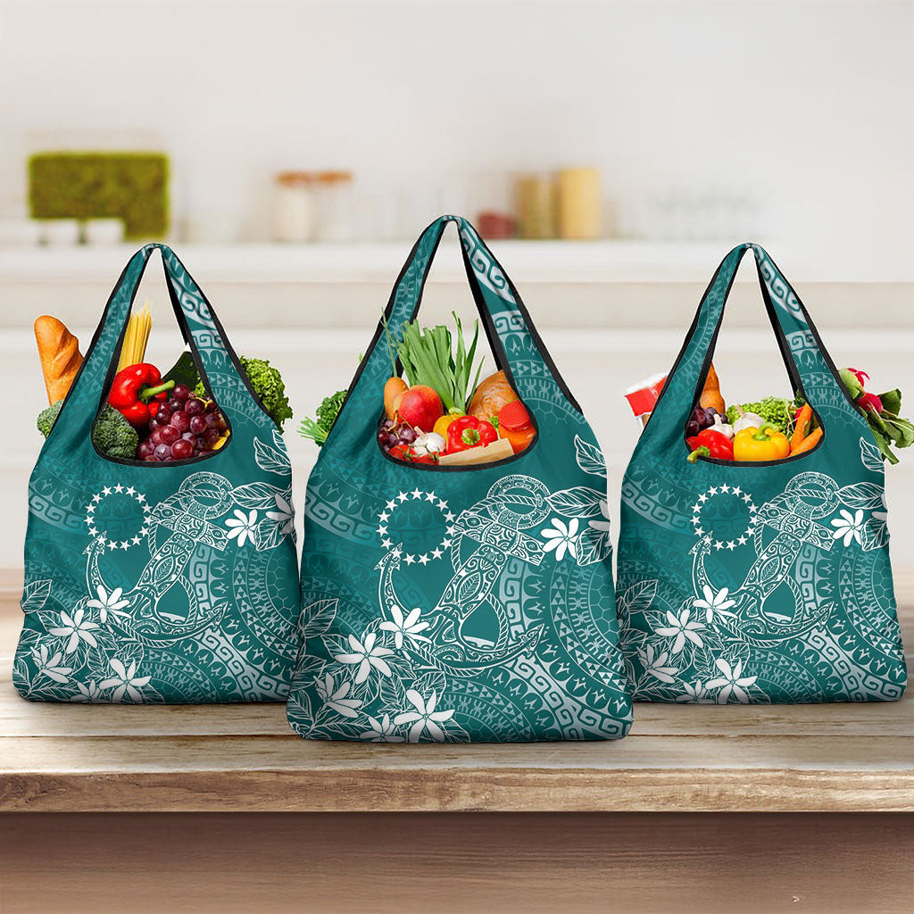 Teal Kuki Airani Tapakau Grocery Bag Tribal Anchor Mix Tiare