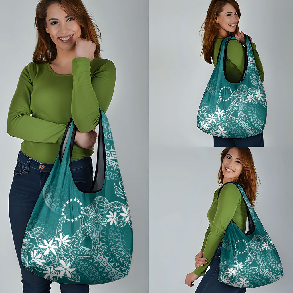 Teal Kuki Airani Tapakau Grocery Bag Tribal Anchor Mix Tiare