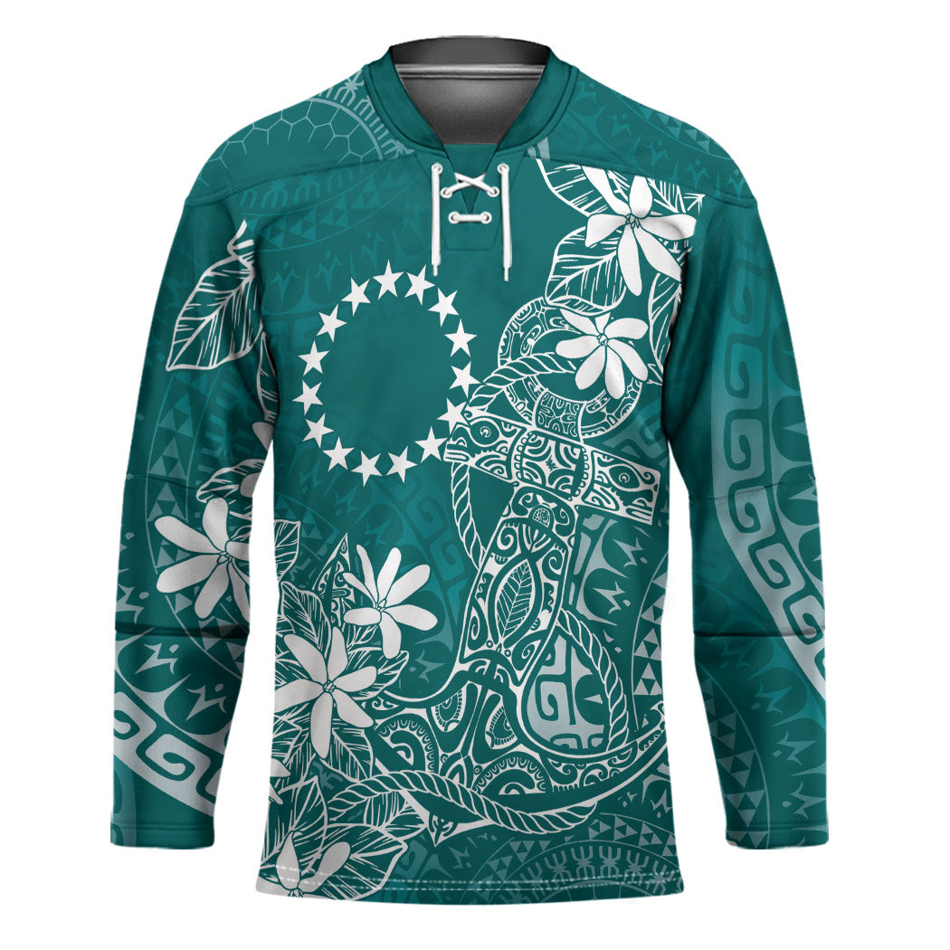 Teal Kuki Airani Tapakau Hockey Jersey Tribal Anchor Mix Tiare