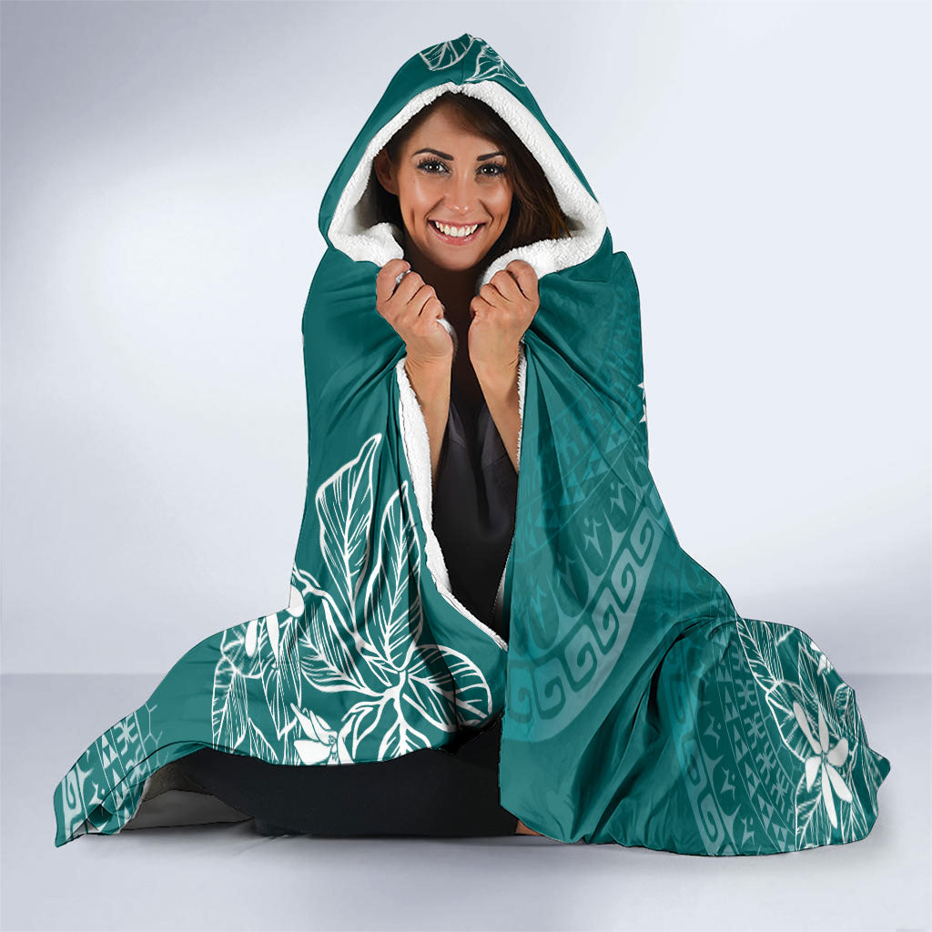 Teal Kuki Airani Tapakau Hooded Blanket Tribal Anchor Mix Tiare