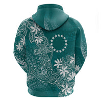 Teal Kuki Airani Tapakau Hoodie Tribal Anchor Mix Tiare