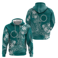 Teal Kuki Airani Tapakau Hoodie Tribal Anchor Mix Tiare