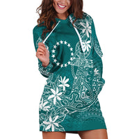 Teal Kuki Airani Tapakau Hoodie Dress Tribal Anchor Mix Tiare LT7 Teal - Polynesian Pride