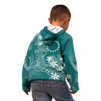 Teal Kuki Airani Tapakau Kid Hoodie Tribal Anchor Mix Tiare LT7 - Polynesian Pride