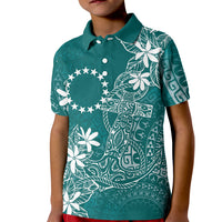 Teal Kuki Airani Tapakau Kid Polo Shirt Tribal Anchor Mix Tiare LT7 Kid Teal - Polynesian Pride
