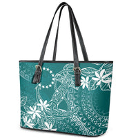 Teal Kuki Airani Tapakau Leather Tote Bag Tribal Anchor Mix Tiare