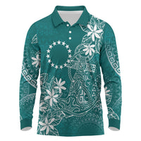 Teal Kuki Airani Tapakau Long Sleeve Polo Shirt Tribal Anchor Mix Tiare LT7 Teal - Polynesian Pride