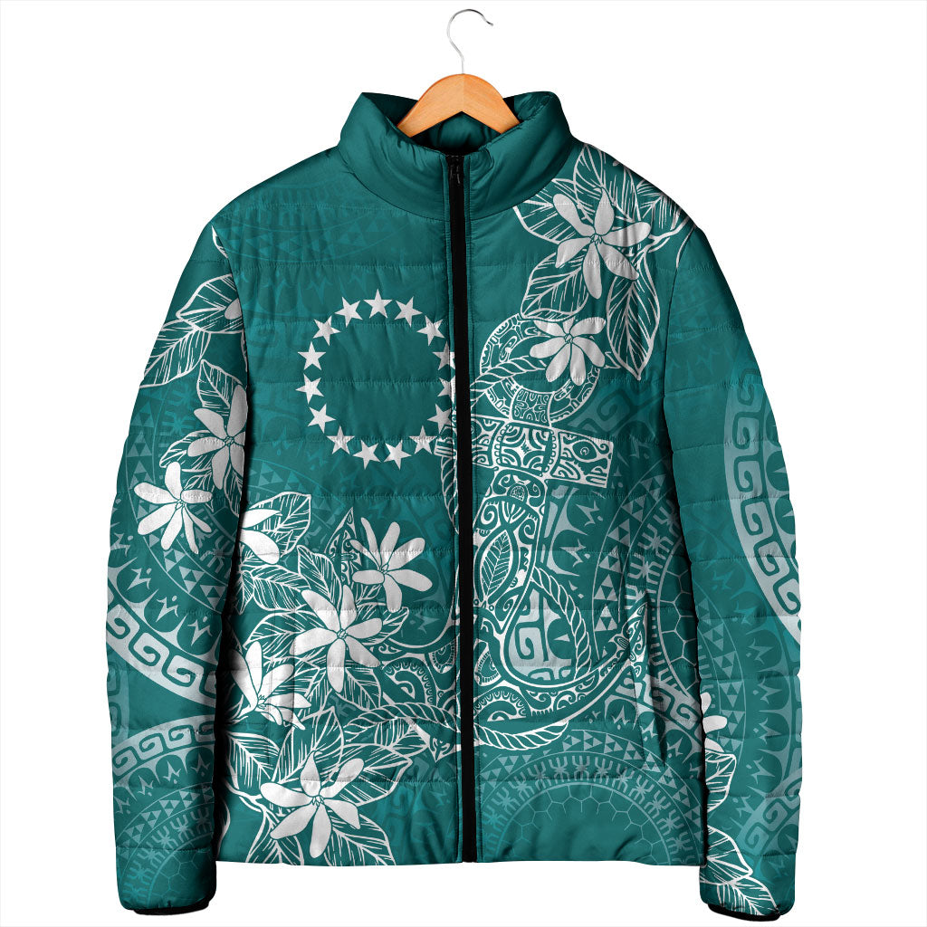 Teal Kuki Airani Tapakau Padded Jacket Tribal Anchor Mix Tiare LT7 - Polynesian Pride