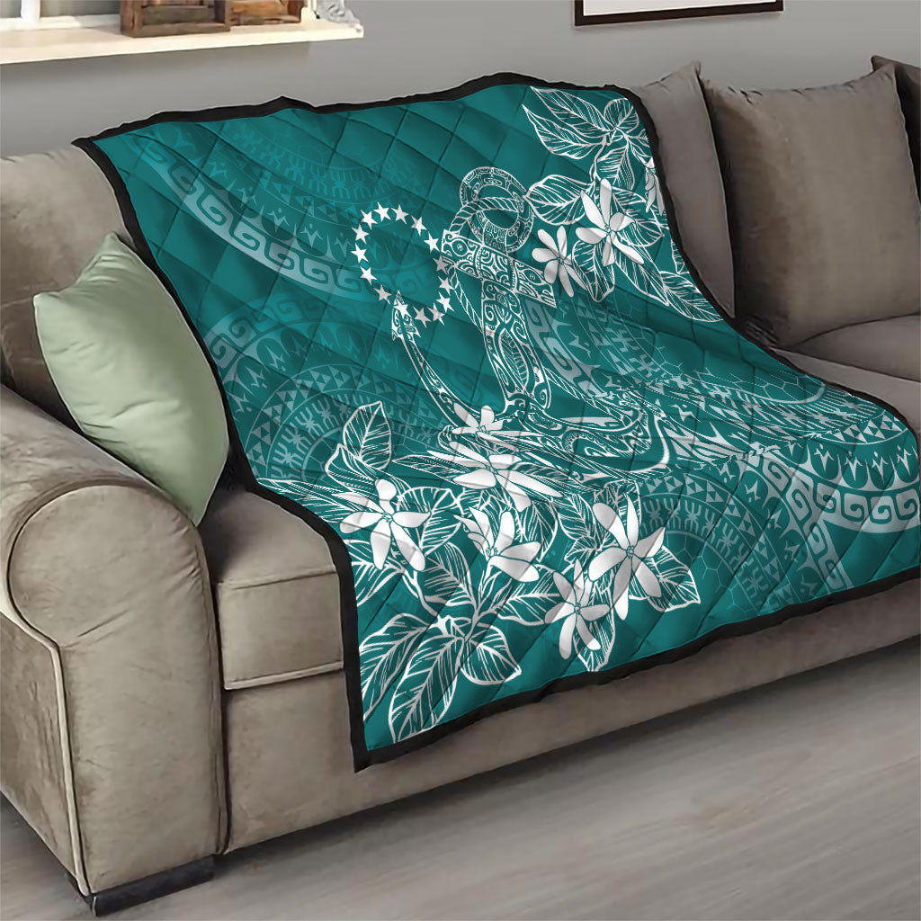Teal Kuki Airani Tapakau Quilt Tribal Anchor Mix Tiare LT7 - Polynesian Pride