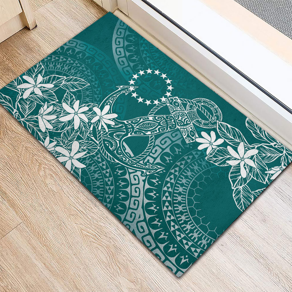 Teal Kuki Airani Tapakau Rubber Doormat Tribal Anchor Mix Tiare LT7 - Polynesian Pride