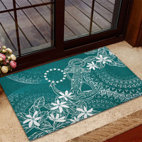 Teal Kuki Airani Tapakau Rubber Doormat Tribal Anchor Mix Tiare LT7 - Polynesian Pride