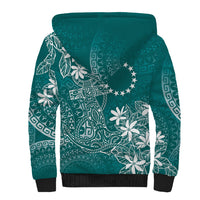 Teal Kuki Airani Tapakau Sherpa Hoodie Tribal Anchor Mix Tiare LT7 - Polynesian Pride