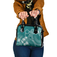 Teal Kuki Airani Tapakau Shoulder Handbag Tribal Anchor Mix Tiare