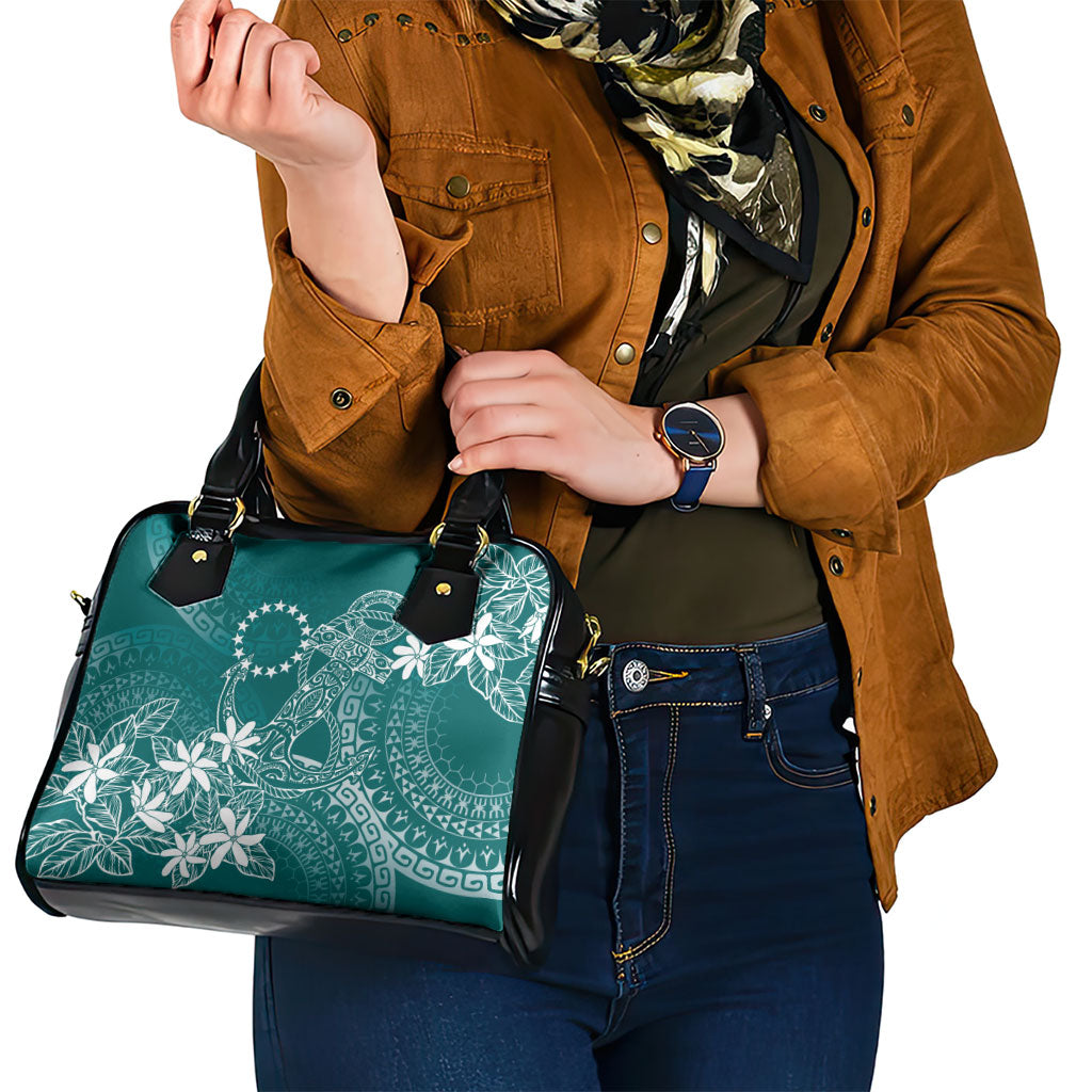 Teal Kuki Airani Tapakau Shoulder Handbag Tribal Anchor Mix Tiare