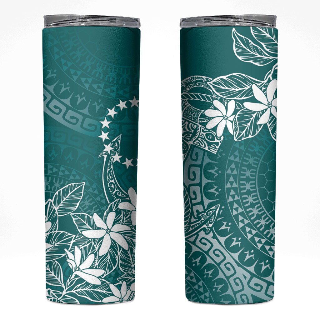 Teal Kuki Airani Tapakau Skinny Tumbler Tribal Anchor Mix Tiare