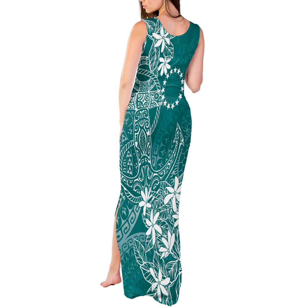 Teal Kuki Airani Tapakau Tank Maxi Dress Tribal Anchor Mix Tiare LT7 - Polynesian Pride