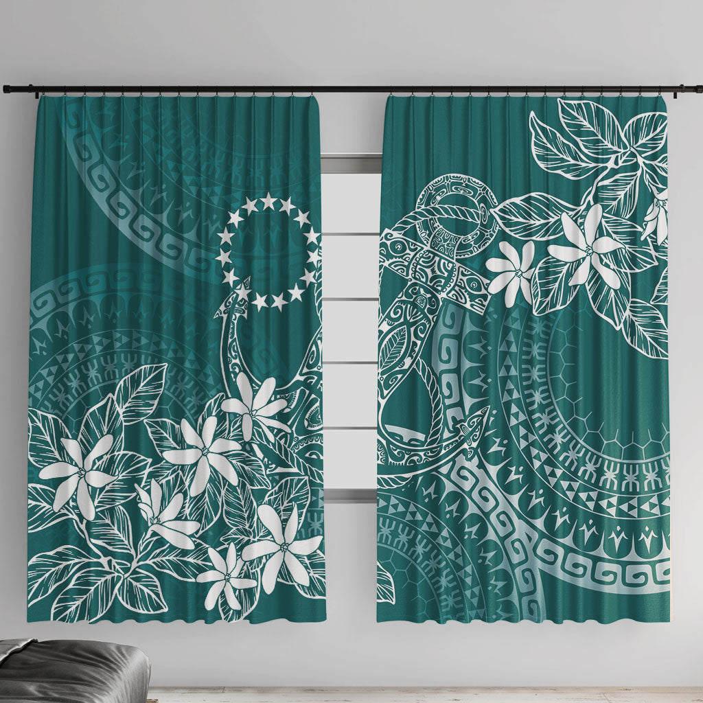 Teal Kuki Airani Tapakau Window Curtain Tribal Anchor Mix Tiare