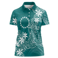 Teal Kuki Airani Tapakau Women Polo Shirt Tribal Anchor Mix Tiare LT7 Female Teal - Polynesian Pride