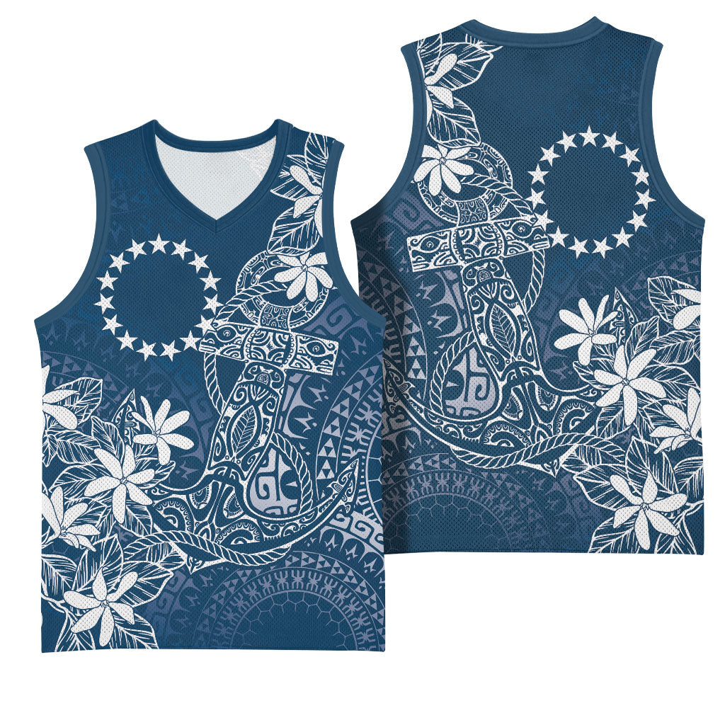 Navy Kuki Airani Tapakau Basketball Jersey Tribal Anchor Mix Tiare