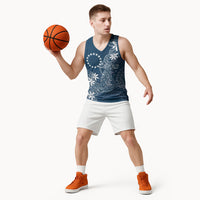 Navy Kuki Airani Tapakau Basketball Jersey Tribal Anchor Mix Tiare