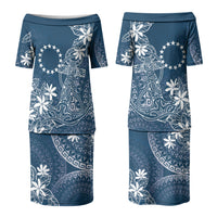 Navy Kuki Airani Tapakau Couples Matching Puletasi and Hawaiian Shirt Tribal Anchor Mix Tiare LT7 - Polynesian Pride