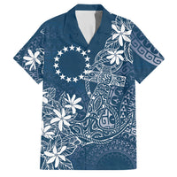 Navy Kuki Airani Tapakau Family Matching Off Shoulder Short Dress and Hawaiian Shirt Tribal Anchor Mix Tiare LT7 Dad's Shirt - Short Sleeve Navy - Polynesian Pride