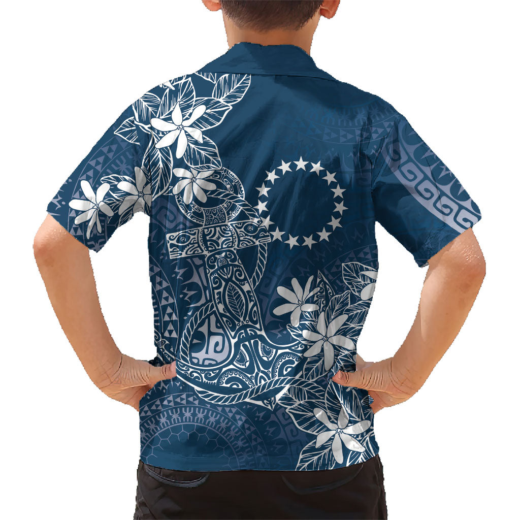 Navy Kuki Airani Tapakau Family Matching Puletasi and Hawaiian Shirt Tribal Anchor Mix Tiare LT7 - Polynesian Pride