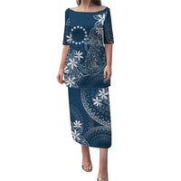 Navy Kuki Airani Tapakau Family Matching Puletasi and Hawaiian Shirt Tribal Anchor Mix Tiare LT7 Mom's Dress Navy - Polynesian Pride