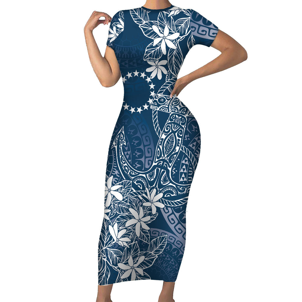 Navy Kuki Airani Tapakau Family Matching Short Sleeve Bodycon Dress and Hawaiian Shirt Tribal Anchor Mix Tiare LT7 Mom's Dress Navy - Polynesian Pride