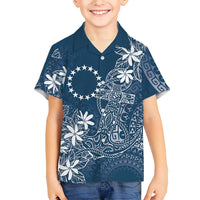 Navy Kuki Airani Tapakau Family Matching Short Sleeve Bodycon Dress and Hawaiian Shirt Tribal Anchor Mix Tiare LT7 Son's Shirt Navy - Polynesian Pride