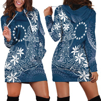 Navy Kuki Airani Tapakau Hoodie Dress Tribal Anchor Mix Tiare LT7 - Polynesian Pride