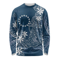 Navy Kuki Airani Tapakau Long Sleeve Shirt Tribal Anchor Mix Tiare